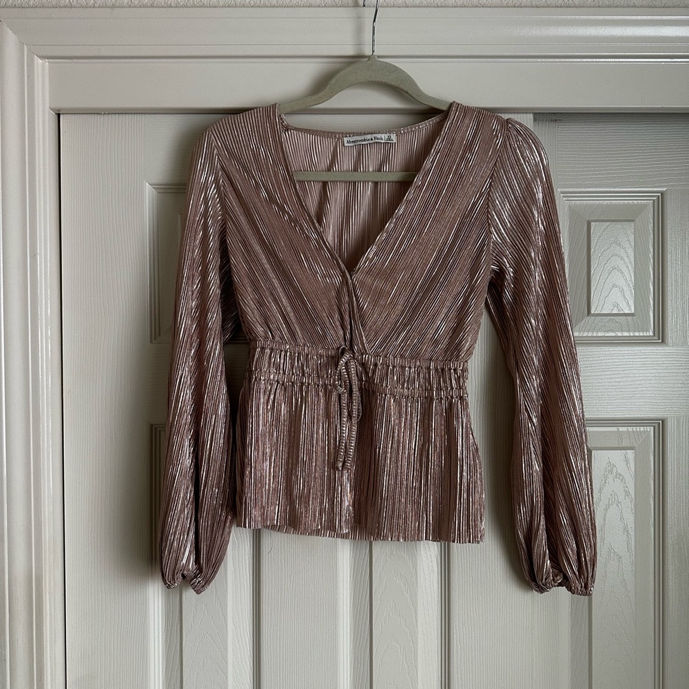 Elegant Metallic Blouse-Rose Gold